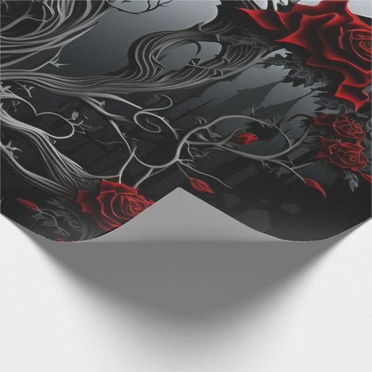 Gotischer Friedhof Rose Garten Geschenkpapier (Ecke)