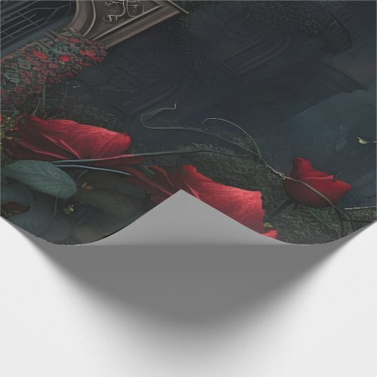 Gotischer Friedhof Rose Garten Geschenkpapier (Ecke)