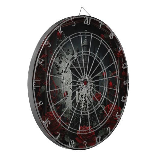 Gotischer Friedhof Rose Garten mit Rot und Schwarz Dartscheibe (Vorderseite Links)