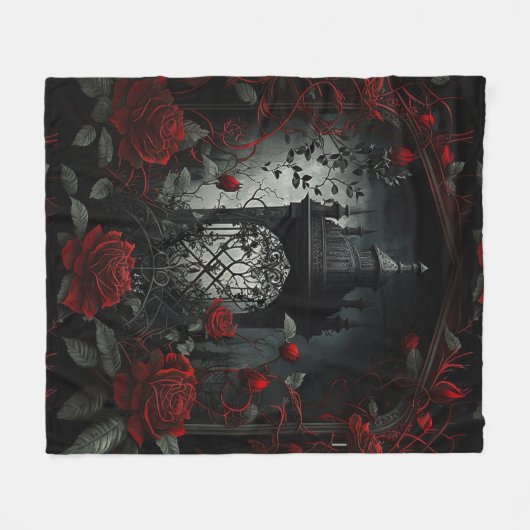 Gotischer Friedhof Rose Garten mit Rot und Schwarz Fleecedecke (Vorderseite (Horizontal))