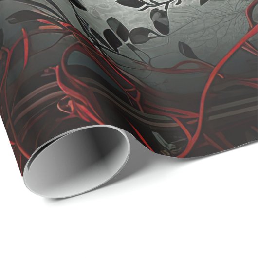 Gotischer Friedhof Rose Garten mit Rot und Schwarz Geschenkpapier (Rolleneckpunkt)