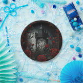 Gotischer Friedhof Rose Garten mit Rot und Schwarz Pappteller (Party)