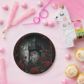 Gotischer Friedhof Rose Garten mit Rot und Schwarz Pappteller (Party)