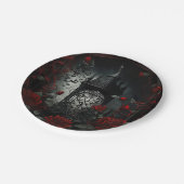 Gotischer Friedhof Rose Garten mit Rot und Schwarz Pappteller (Schrägansicht)