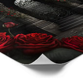 Gotischer Friedhof Rose Garten mit Rot und Schwarz Poster (Ecke)