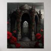 Gotischer Friedhof Rose Garten mit Rot und Schwarz Poster (Vorne)