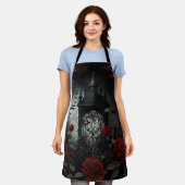 Gotischer Friedhof Rose Garten mit Rot und Schwarz Schürze (Getragen)