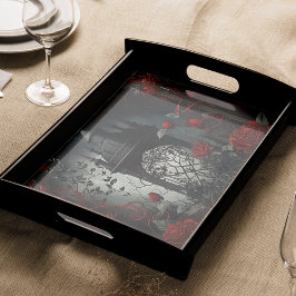 Gotischer Friedhof Rose Garten mit Rot und Schwarz Seidenpapier