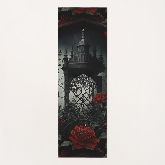 Gotischer Friedhof Rose Garten mit Rot und Schwarz Yogamatte (Vorderseite)