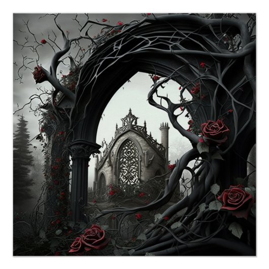 Gotischer Friedhof Rose Garten Poster (Vorderseite)