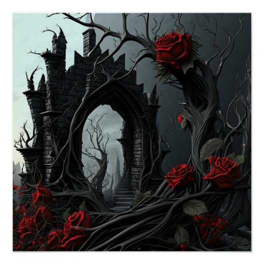 Gotischer Friedhof Rose Garten Poster (Vorderseite)