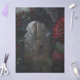 Gotischer Friedhof Rose Garten Seidenpapier