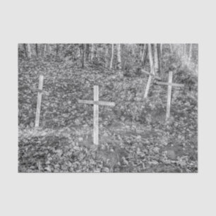 Gotischer Friedhof überquert Vintag Schwarz-Weiß Seidenpapier