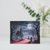 Gotischer Friedhof unter Vollmond Postkarte (Stehend Vorderseite)