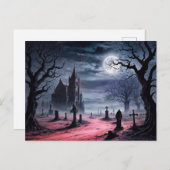 Gotischer Friedhof unter Vollmond Postkarte (Vorne/Hinten)