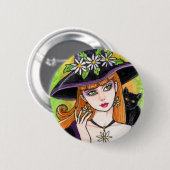 Gotischer Gänseblümchen-Hexe-Fantasie-Knopf durch Button (Vorne & Hinten)