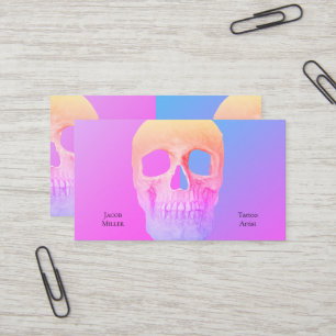 Gotischer halber Totenkopf Blau Pink Lila Tattoo-S Visitenkarte
