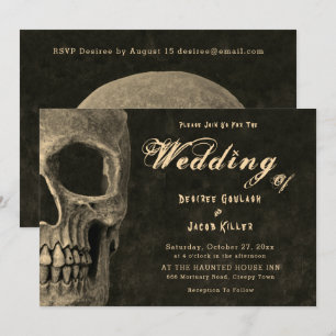 Gotischer halber Totenkopf Kopf Vintage Sepia Hall Ankündigung