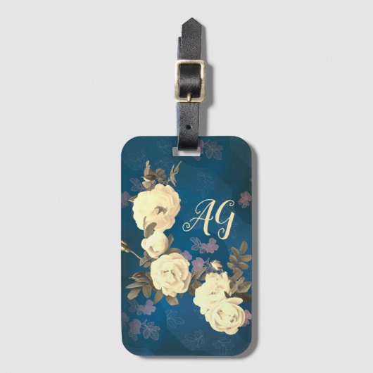 Gotischer Hintergrund der White Roses Wreath Gepäckanhänger (Vorderseite Vertikal)