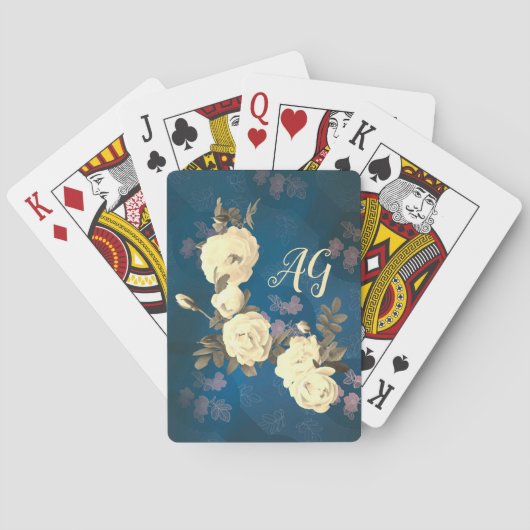 Gotischer Hintergrund der White Roses Wreath Spielkarten (Rückseite)