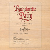 gotischer Junggeselinnen-Abschied - Red Metallic S Acryleinladungen (Vorderseite)