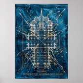 Gotischer Kathedralen-Blueprint-Kunstposter Poster (Vorne)