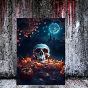 gotischer Kürbis und Totenkopf gruseliges Hallowee Einladung