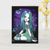 Gotischer Mond "Lunas" Lilly feenhafte Kunst-Karte Karte (Gelbe Blume)