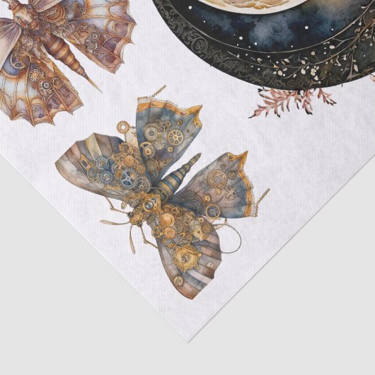 Gotischer Mond und Steampunk Art Decoupage Seidenpapier (Ausschnitt)