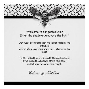 Gotischer Motten-Schädel-Hochzeit [ Schwarz & Weiß Poster