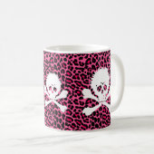 Gotischer Punkschädel mit rosa Leopard-Druck Kaffeetasse (VorderseiteRechts)