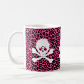 Gotischer Punkschädel mit rosa Leopard-Druck Kaffeetasse (Links)