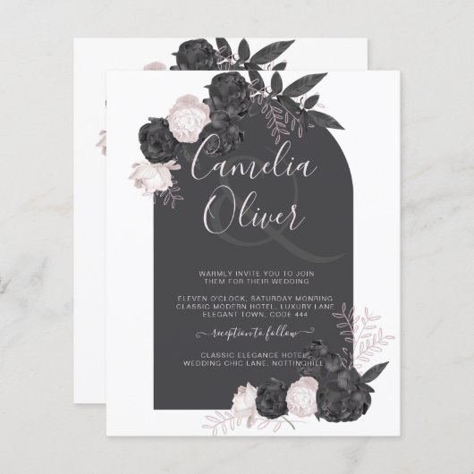 Gotischer QR-Code für alle in-1 Schwarz-Weiß-Rose (Vorne/Hinten)