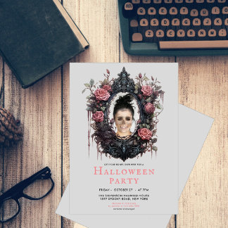 Gotischer Rahmen mit Rose und eigenem lustigem Fot Einladung