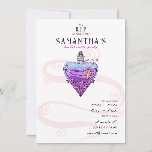 Gotischer RIP zum Single Leben Hen Do Bachelorette Einladung (Vorderseite)