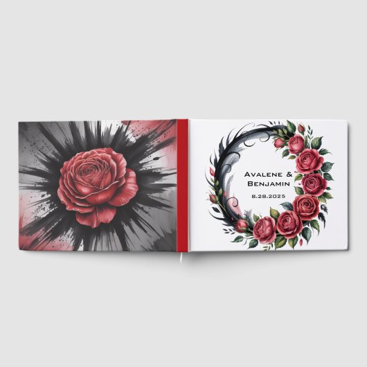 Gotischer Rosen-Hochzeitsrahmen Gästebuch (Voll)