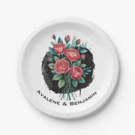 Gotischer Rosen-Hochzeitsrahmen Pappteller