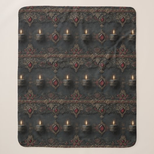 Gotischer Rubinkerzen-Teppich Sherpadecke (Vorderseite)