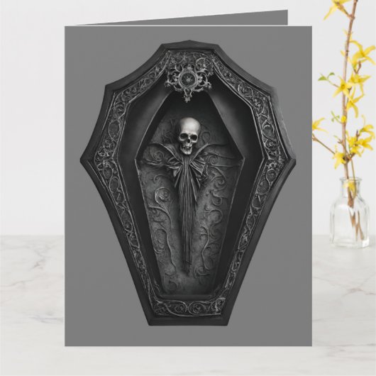 Gotischer Sarg Karte (Gelbe Blume)