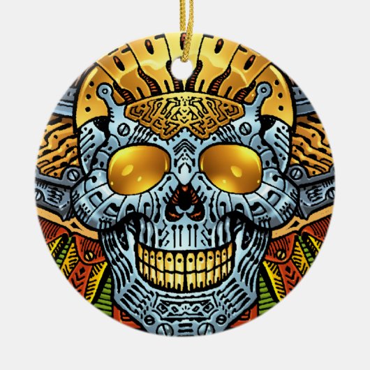 Gotischer Schädel mit Gewehren und Kugeln durch Al Keramikornament (Vorne)