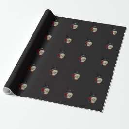 Gotischer Schädel mit Rose und Raben Geschenkpapier