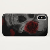 Gotischer Schädel und lebendige Rote Rosen Case-Mate iPhone Hülle (Rückseite (Horizontal))