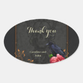 Gotischer Schädel und Raven. Ovaler Aufkleber (Vorderseite)