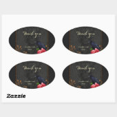 Gotischer Schädel und Raven. Ovaler Aufkleber (Blatt)