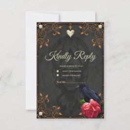 Gotischer Schädel und Raven. RSVP Karte