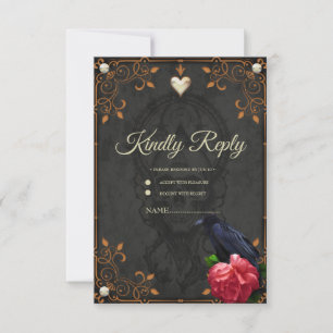 Gotischer Schädel und Raven. RSVP Karte