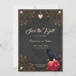 Gotischer Schädel und Raven. Save The Date