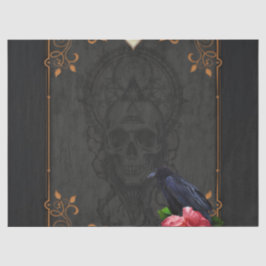 Gotischer Schädel und Raven. Seidenpapier