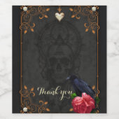 Gotischer Schädel und Raven. Weinetikett (Einzelnes Label)