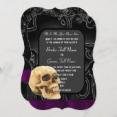 Gotischer Schädel und schwarze Hochzeit Einladung (Vorne/Hinten)